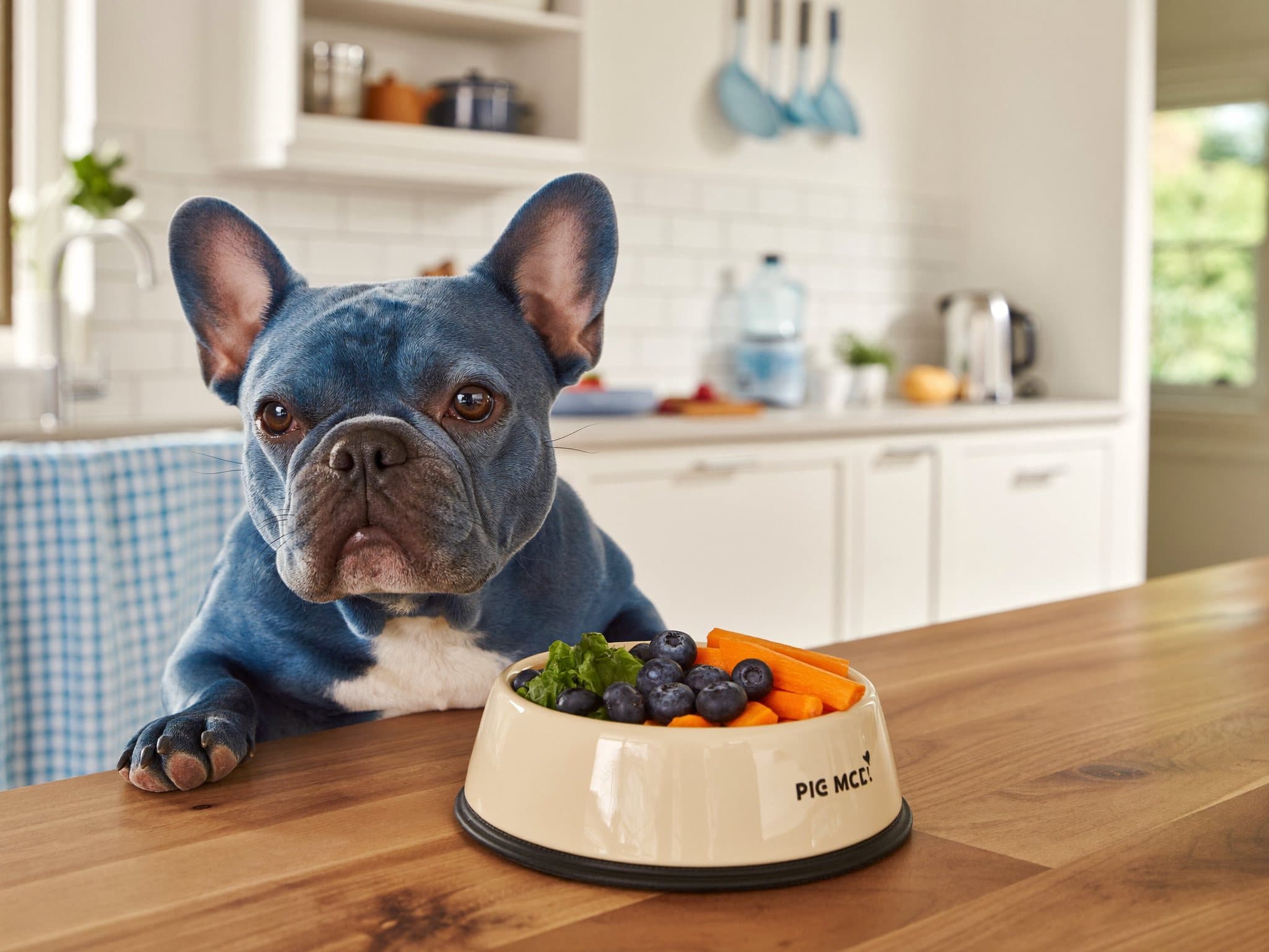 Healthy mealtime for a French Bulldog